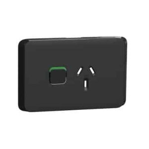 Clipsal Iconic Cover Skin Single GPO Power Point Horizontal 10A Extra Black | 3015C-XB