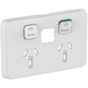 Clipsal Iconic Cover Skin Double GPO Power Point Connected Socket Wiser Horizontal Vivid White | 3025CSC-VW