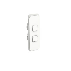 Clipsal Iconic 2 Gang Architrave Switch With LED 10A Vivid White | 3042AL-VW