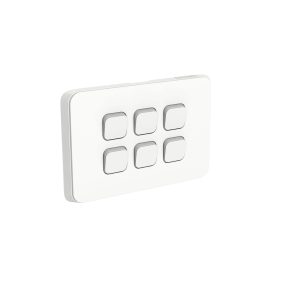 Clipsal Iconic 6 Gang Switch Horizontal 10A Vivid White | 3046HA-VW