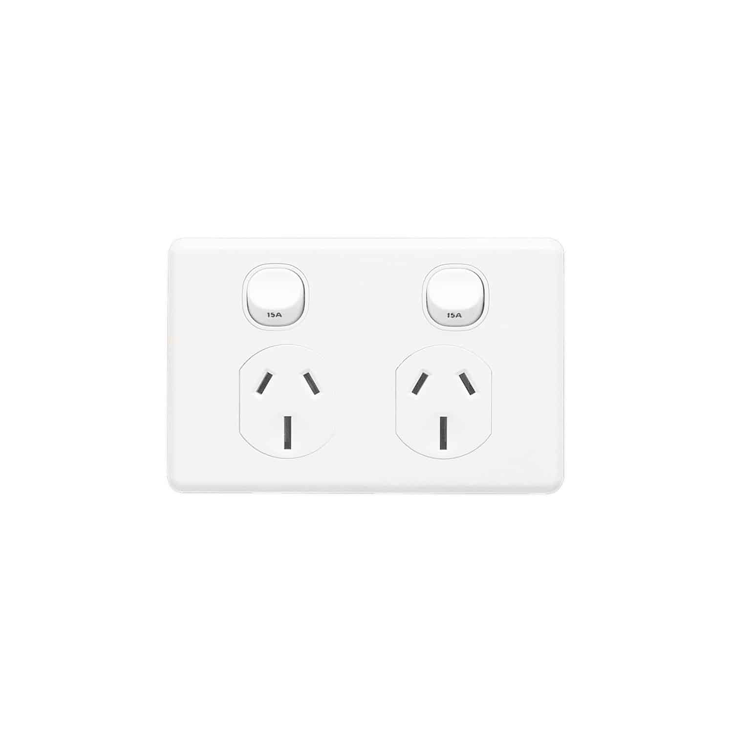 Clipsal Classic C2000 Double GPO Power Point Horizontal 15A White Electric | C2025/15-WE