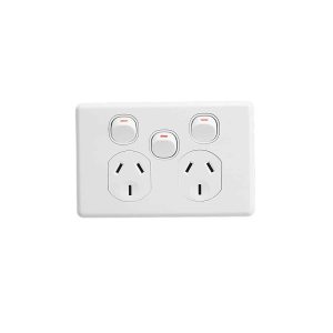 Clipsal Classic C2000 Double GPO Power Point With Extra Switch Horizontal 10A White Electric | C2025XA-WE