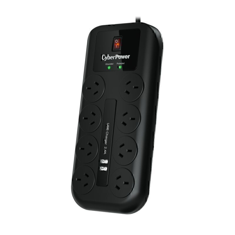 Cyberpower 8-Port Surge Protector Power Board | CPSURGE08ANZUSB