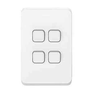 Clipsal Iconic 4 Gang Switch Vertical 10A Extra White | 3044VA-XW