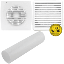 Fantech Trade Wall Fan Kit c/w DOM-100C 100mm Wall Tube & EPFL100 Grille | DWK100
