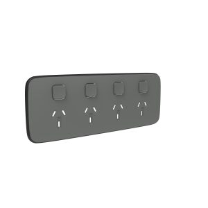Clipsal Iconic Essence Cover Skin Quad 4 Gang GPO Power Point Horizontal 10A Ash Grey | E3015/4C-AG