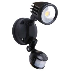 Fortress II Single LED Sensor Flood 1x15W Tri-Col IP54 Black | MLXF3451MS