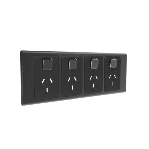 Clipsal Iconic Styl Cover Skin Quad 4 Gang GPO Power Point Horizontal 10A Silver Shadow | S3015/4C-SH