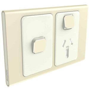 Clipsal Iconic Styl Cover Skin Single GPO Power Point With Extra Switch Horizontal 10A Crowne | S3015XC-CE