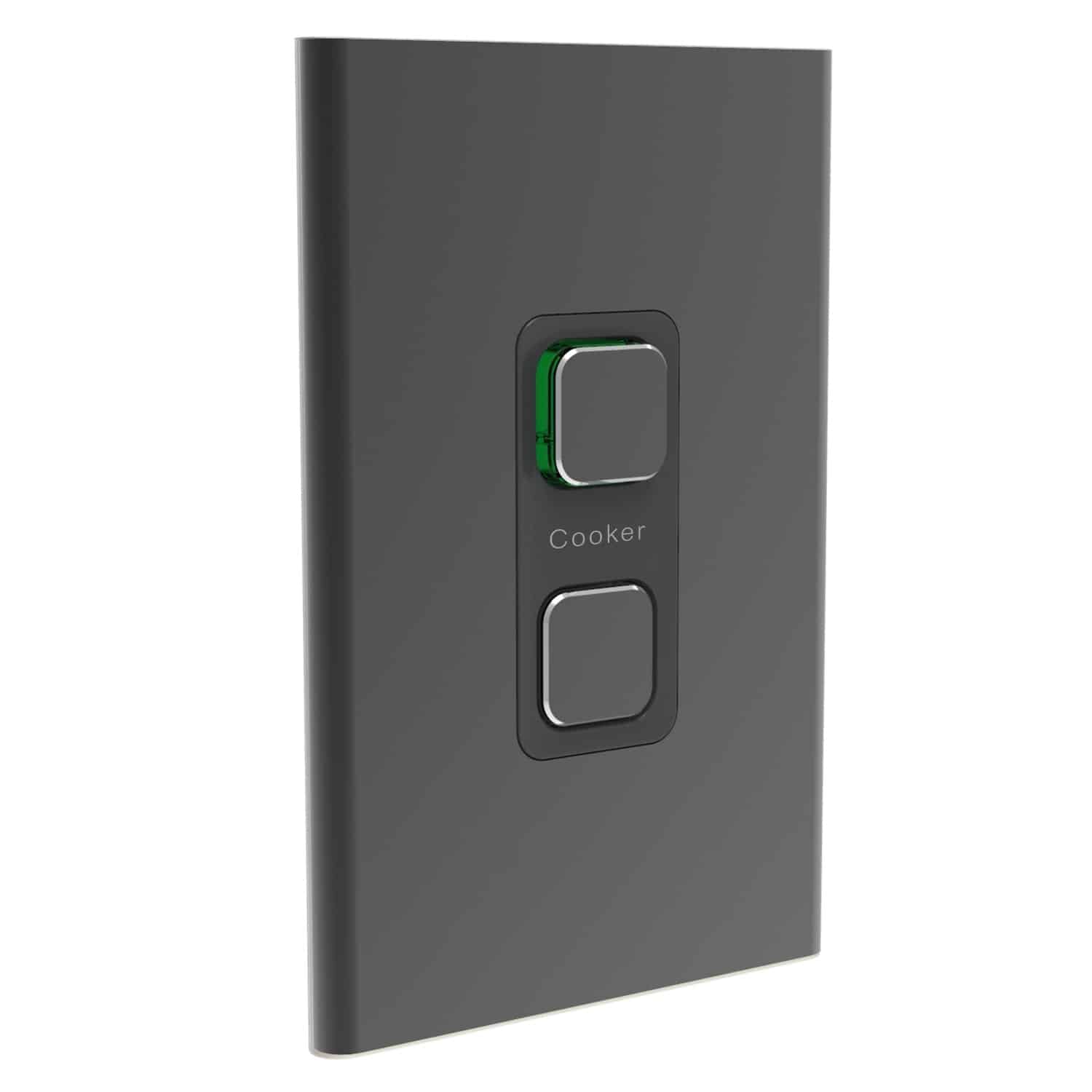 Clipsal Iconic Styl Cover Skin 1 Gang Cooker Switch Silver Shadow | S3041/45C-SH