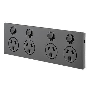 Clipsal Saturn Zen Quad 4 Gang GPO Power Point Horizontal 10A Zen Black | Z4025H2-ZB - Image 2