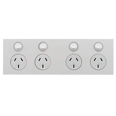 Clipsal Saturn Zen Quad 4 Gang GPO Power Point Horizontal 10A Zen White | Z4025H2-ZW