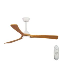 Fanco Sanctuary DC Ceiling Fan with LED Light & Remote - White with Teak Blades 52" | F6001/118A