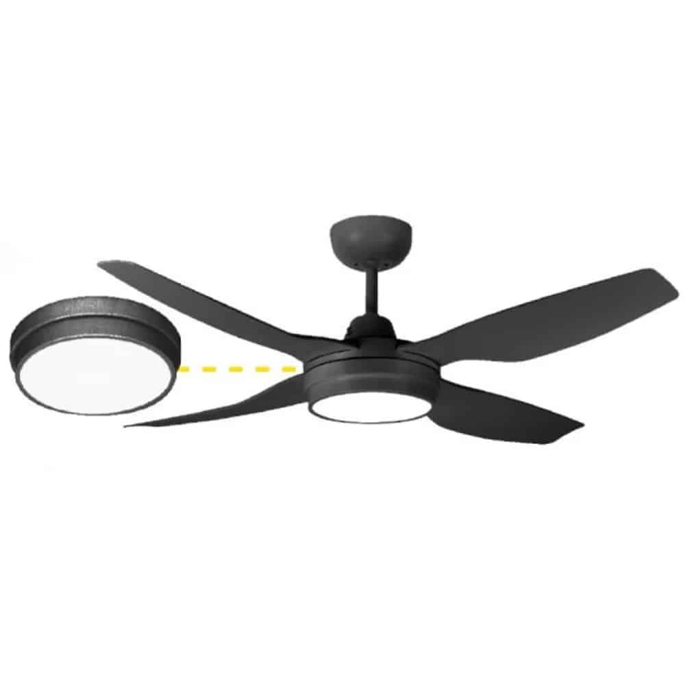 Fantech Trade Quinton DC Ceiling Fan Dimmable Light Kit Tri-Colour Black | QTNDCLEDKITBK