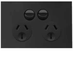 Hager Finesse Double GPO Power Point Horizontal 10A Matt Black | WBQP2S-MB