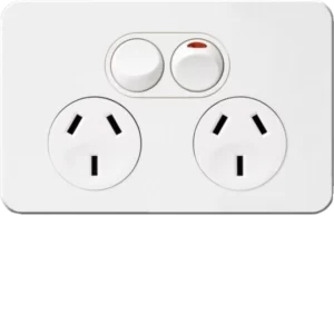 Hager Silhouette Double GPO Power Point Horizontal 10A White | WBSP2S