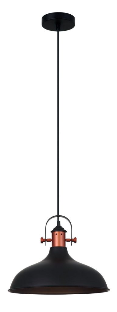 CLA PENDANT ES Matt Blk DOME w/Copper highlights OD360mm | NARVIK2