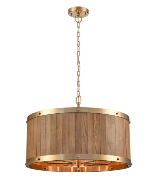 CLA PENDANT ESx6 Drum Medium Oak Wood OD 624mm | BARRIQUE1