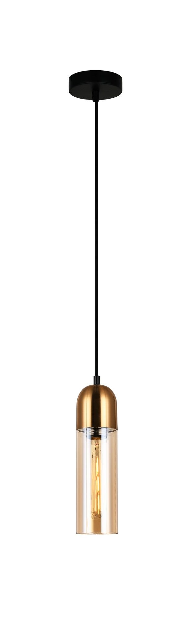 CLA PENDANT ES Amber Glass Antique Brass Rnd Top CYLINDER OD80mm | PASTILLE2