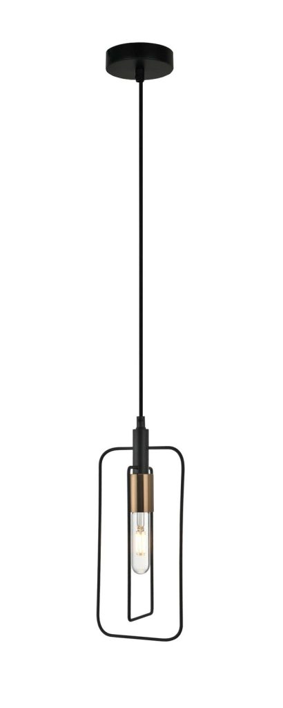 CLA PENDANT ES BLK Rectangular w/Antique Brass Highlight OD150m | CONTOUR2
