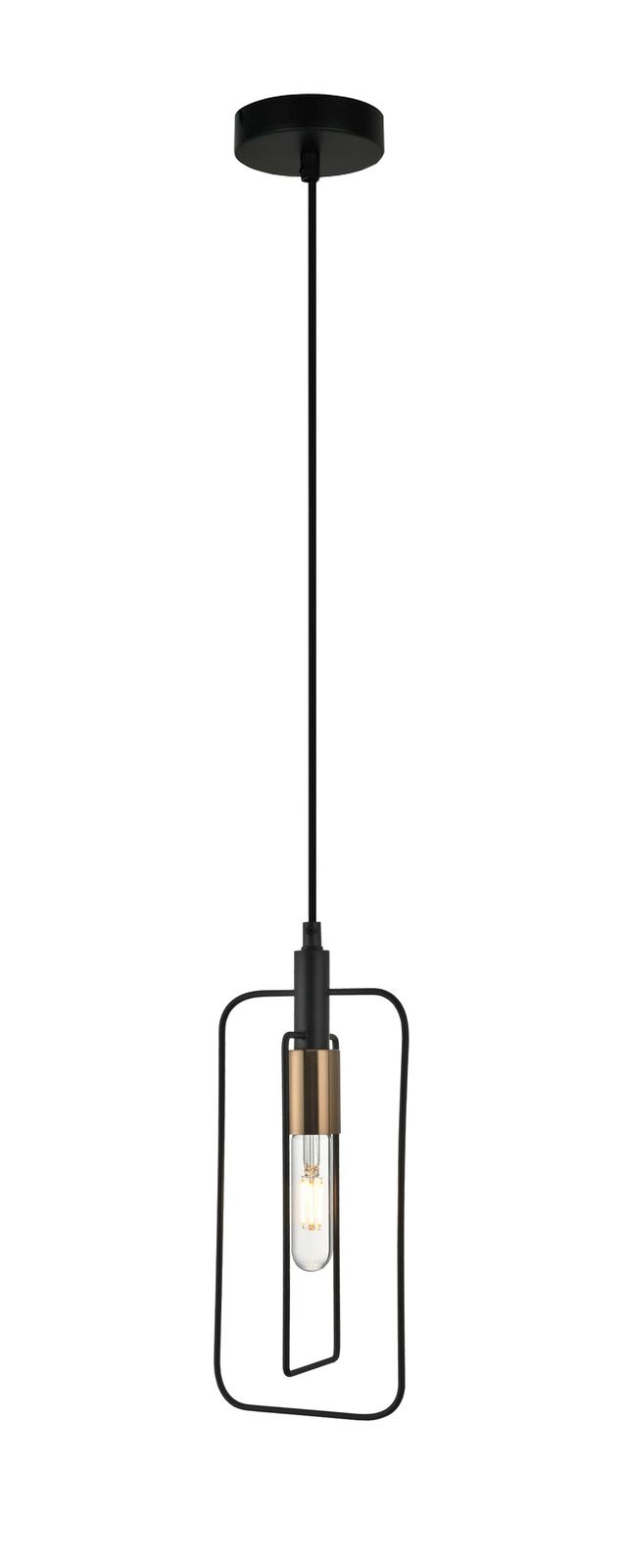 CLA PENDANT ES BLK Rectangular w/Antique Brass Highlight OD150m | CONTOUR2