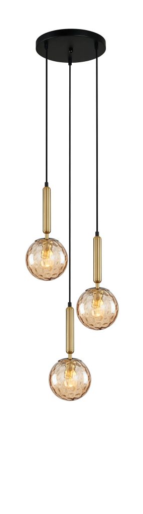 CLA PENDANT ES 3X10W Bronze Amber Spherical Glass Enclo RND Base | TRATTINO1X3R