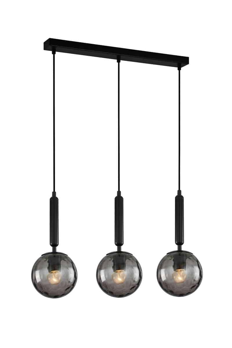 CLA PENDANT ES 3X10W BLK Smoke Spherical Glass Enclosed SQ Base | TRATTINO2X3S