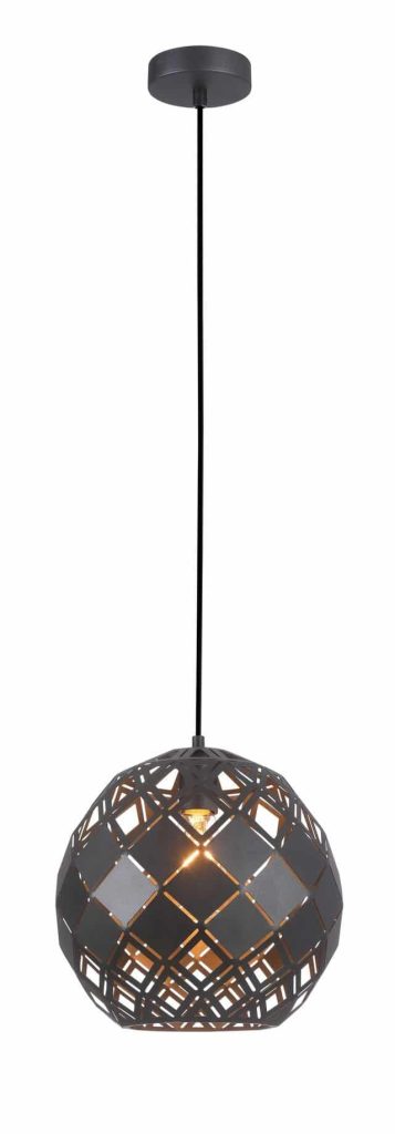 CLA PENDANT ES Matt Blk Embossed Tiled WINE GLASS OD300mm | TUILE4