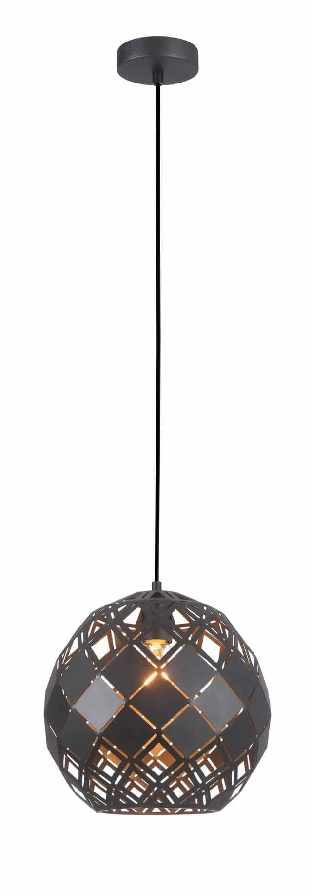 CLA PENDANT ES Matt Blk Embossed Tiled WINE GLASS OD300mm | TUILE4