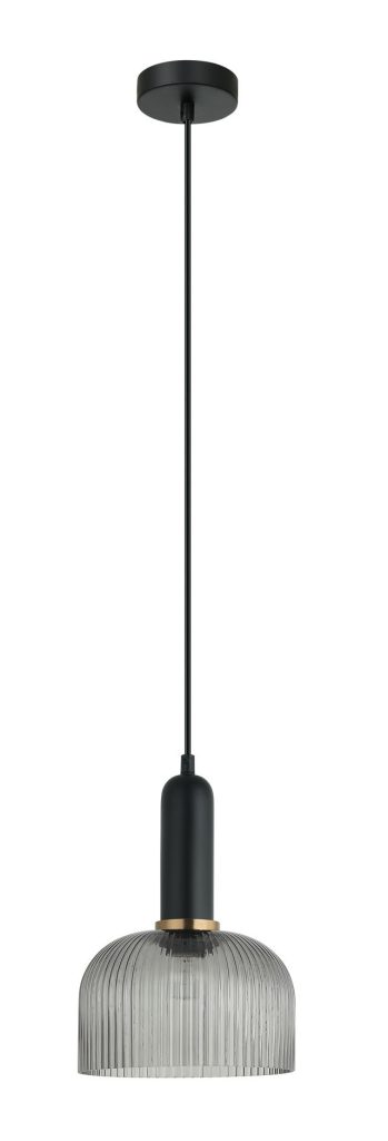 CLA PENDANT ES Blk Smoky Glass Dome OD200mm | VINTAJ13