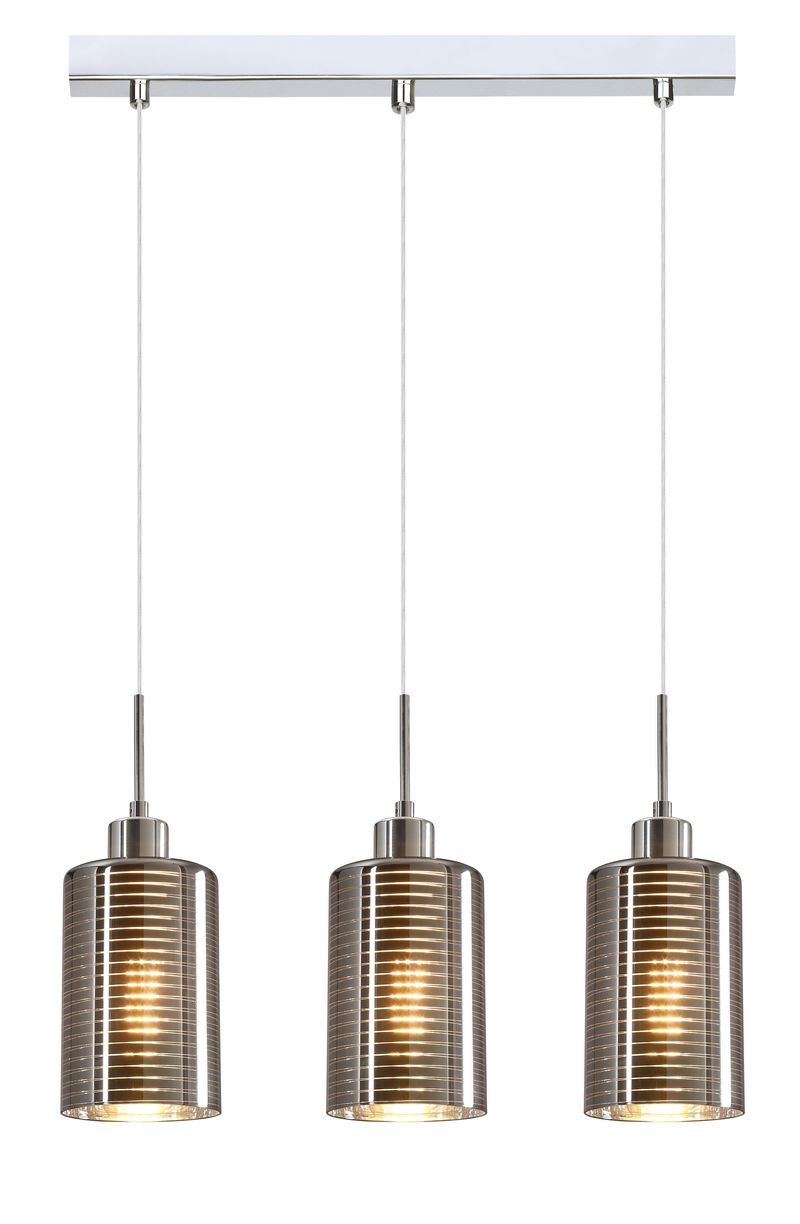 CLA PENDANT ES x 3 72W Chrome Glass Oblong Sq Base | ESPEJO1X3S
