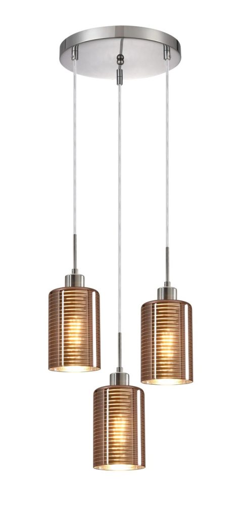 CLA PENDANT ES x 3 72W Copper Glass Oblong RND Base | ESPEJO2X3R