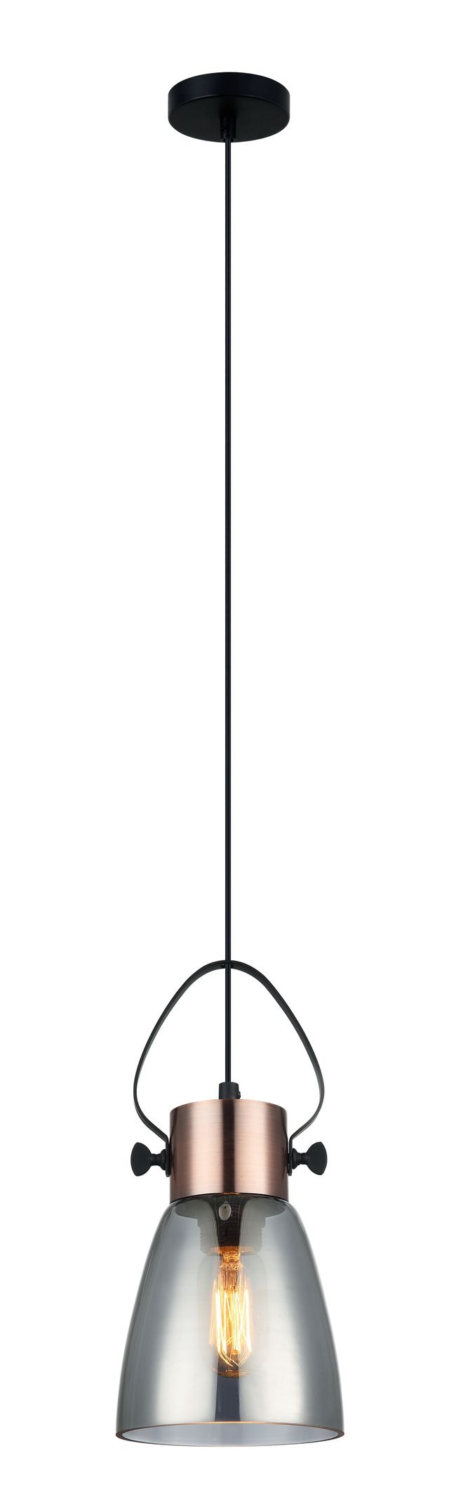 CLA PENDANT ES Smoke Glass ELLIPSE w/Cop highlights OD145mm | FUMOSO2