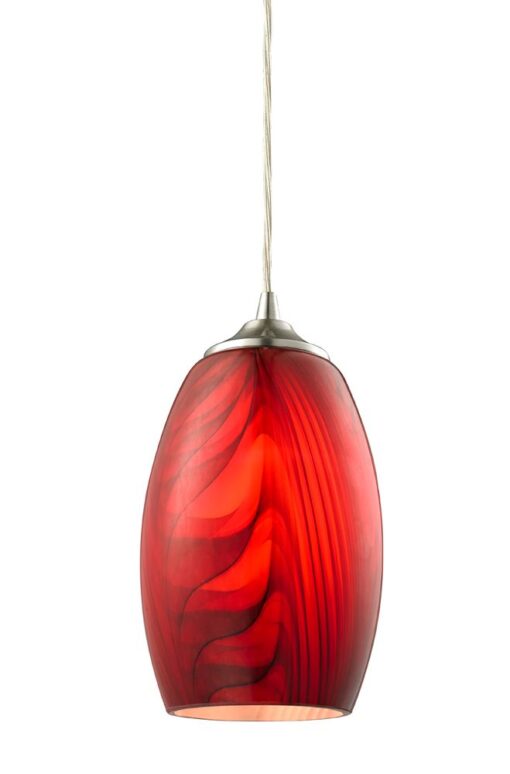 CLA PENDANT ES Red Glass ELLIPSE w/swirls OD120mm | GLAZE1