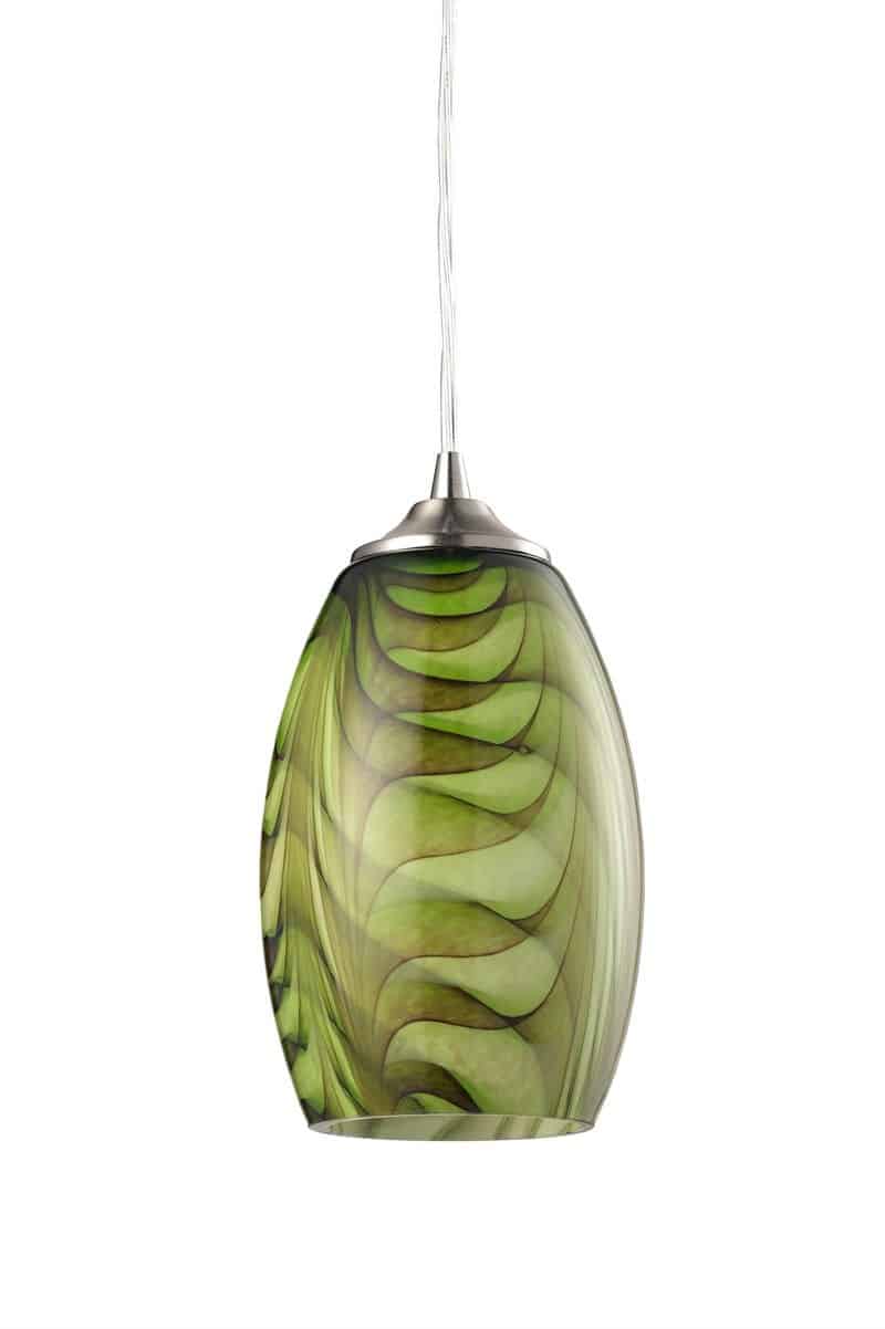CLA PENDANT ES Green Glass ELLIPSE w/swirls OD120mm | GLAZE2