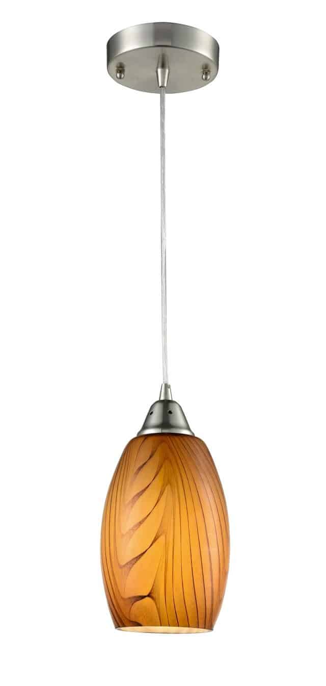 CLA PENDANT ES Amber Glass ELLIPSE w/swirls OD120mm | GLAZE5