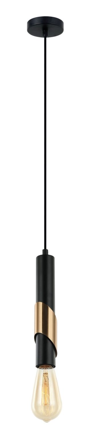 CLA PENDANT ES Matt Blk Antique Brass Plate Tube OD50mm | GOLDA1